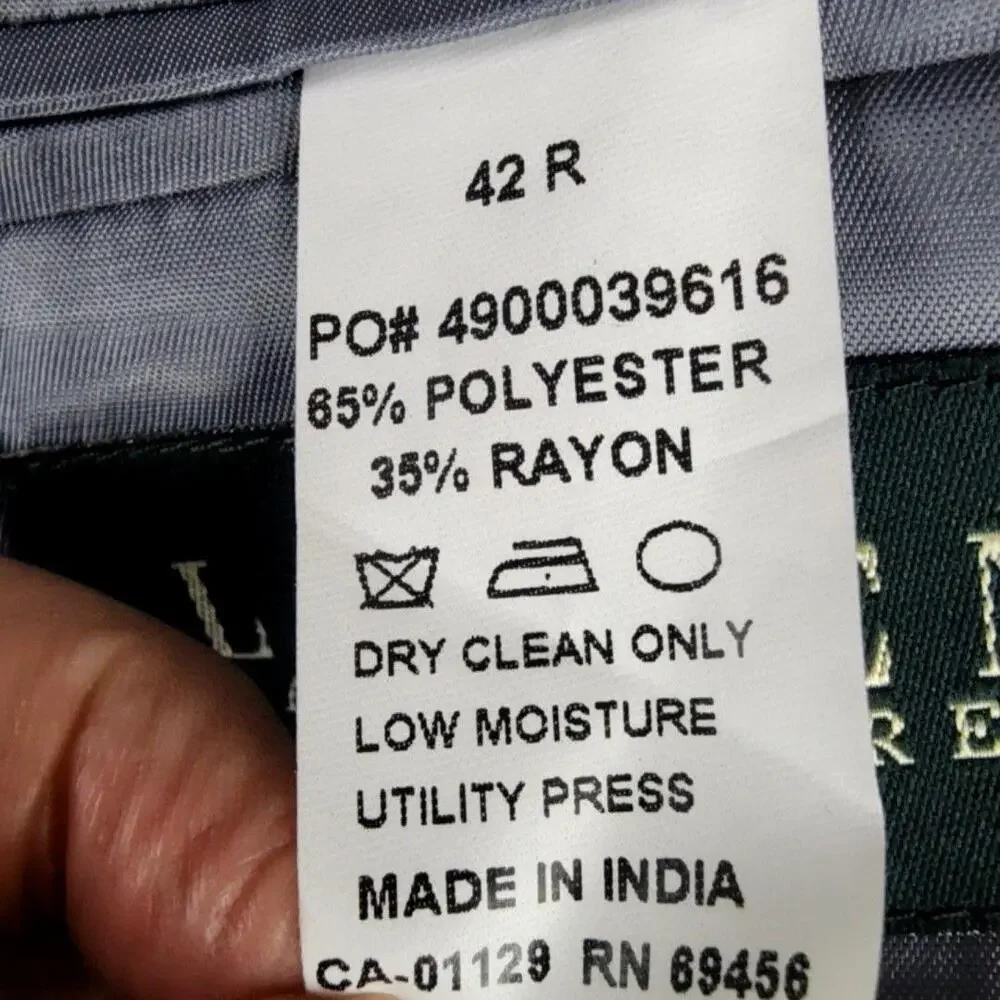 Lauren Ralph Lauren Blazer Mens 42R Gray Blue Sport Coat Jacket Flaw